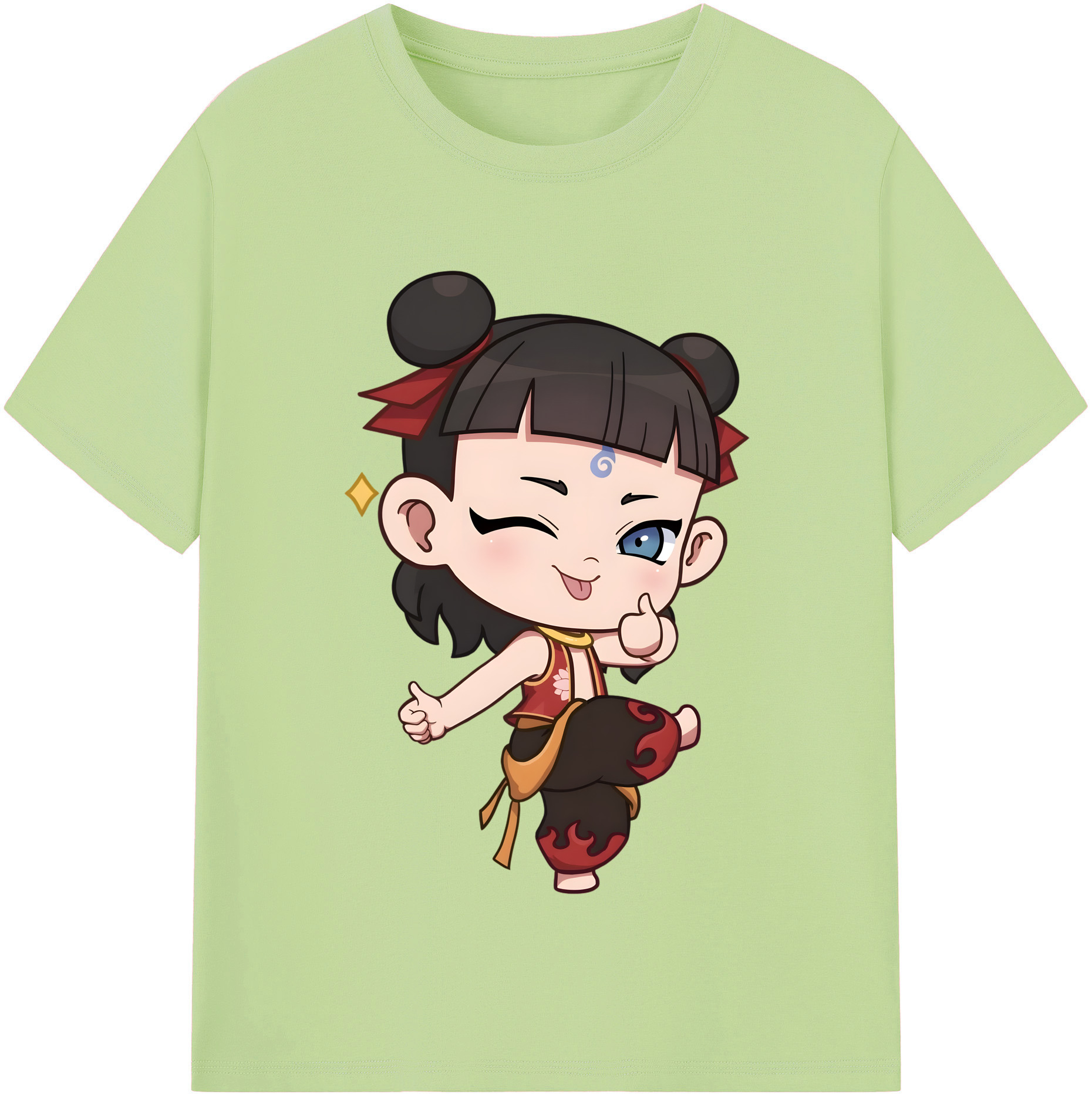 （画像用） Ne Zha 2 ナタ 魔童の大暴れ 綿100％半袖Tシャツ（フロントプリント）